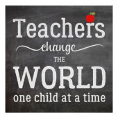 Lehrer chalkboard Skript zitieren mit rotem Apfel Poster (Vorderseite)