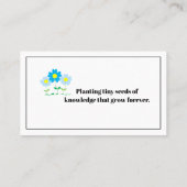 Lehrer "Chalkboard" Visitenkarten Visitenkarte (Rückseite)