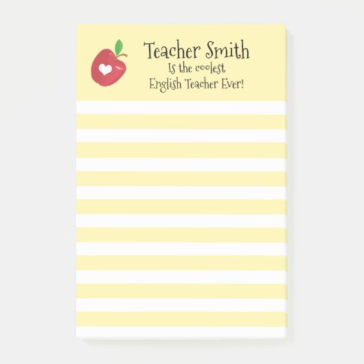 Lehrer coolster Apfelsinengelb Post-it Klebezettel (Vorderseite)