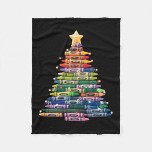 Lehrer Crayon Christmas Tree Lights Student Schoo Fleecedecke