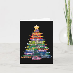 Lehrer Crayon Christmas Tree Lights Student Schoo Karte