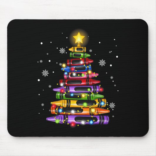 Lehrer Crayon Christmas Tree Lights Student Schoo Mousepad (Vorne)