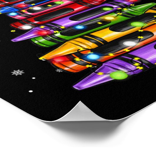 Lehrer Crayon Christmas Tree Lights Student Schoo Poster (Ecke)