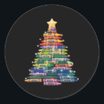 Lehrer Crayon Christmas Tree Lights Student Schoo Runder Aufkleber<br><div class="desc">Lehrer Crayon Weihnachtsbaum Lights Student School Xmas</div>