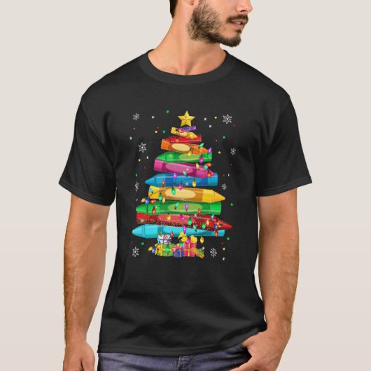 Lehrer Crayon Christmas Tree Lights Student Schoo T-Shirt (Vorderseite)