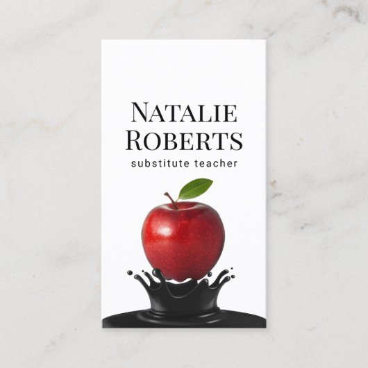 Lehrer Creative Apple Splash Beruflich Visitenkarte (Vorderseite)