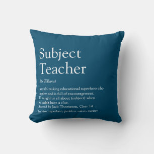 Lehrer-Dankbarkeits-Definition Typografisch Blau Kissen