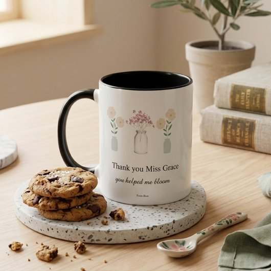 Lehrer Danke Blühen Minimale Ästhetik Kaffee Tasse