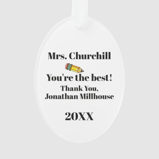 Lehrer danke Ihnen Ornament (Rückseite)