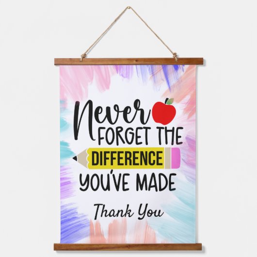 Lehrer Danke Wandteppich Mit Holzrahmen (Vorderseite)