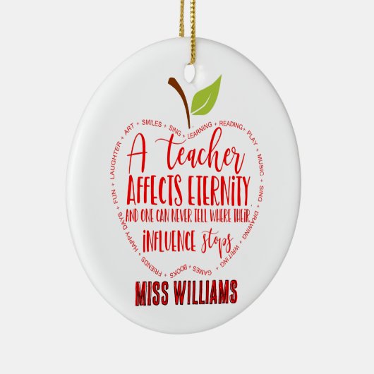 Lehrer danken Ihnen Ruhestand Wort Kunst Apfel Keramik Ornament (Rechts)