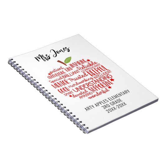 Lehrer danken Ihnen Ruhestand Wort Kunst Apfel Not Notizblock (Rechte Seite)