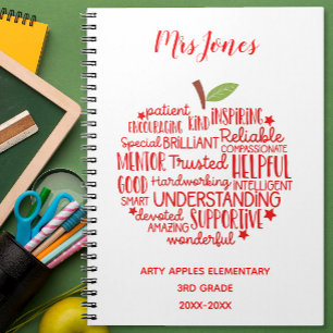 Lehrer danken Ihnen Ruhestand Wort Kunst Apfel Notizblock