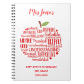 Lehrer danken Ihnen Ruhestand Wort Kunst Apfel Notizblock (Vorderseite)