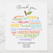 Lehrer danken Ihnen Ruhestand Wort Kunst Apfel Weinetikett (Einzelnes Label)