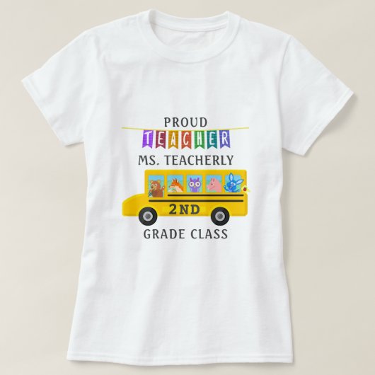 Lehrer danken Ihnen Tier-Bus des Name-| T-Shirt (Design vorne)