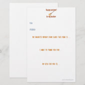 Lehrer danken Ihnen zu merken Briefpapier (Vorne/Hinten)