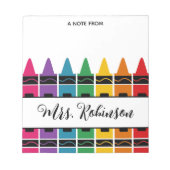 Lehrer-Dankeschön-Regenbogen-Buntstift-Notizblock Notizblock (Vorderseite)