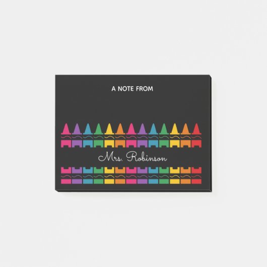 Lehrer-Dankeschön-Regenbogen-Buntstift  Post-it Klebezettel (Vorderseite)