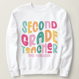 Lehrer der 2. Klasse Bunte Typografie Sweatshirt