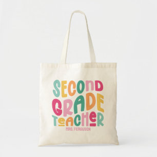 Lehrer der 2. Klasse Farbige Typografie-Design Tragetasche