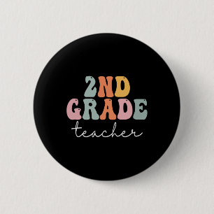 Lehrer der 2. Klasse Retro Groovy Vintage Erster T Button