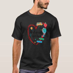 Lehrer der 3. Klasse Herz Bunte Schulsachen Rücken T-Shirt