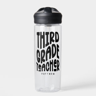 Lehrer der 3. Klasse schwarzer Text Trinkflasche