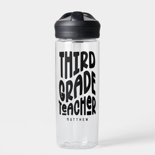 Lehrer der 3. Klasse schwarzer Text Trinkflasche (Vorderseite)