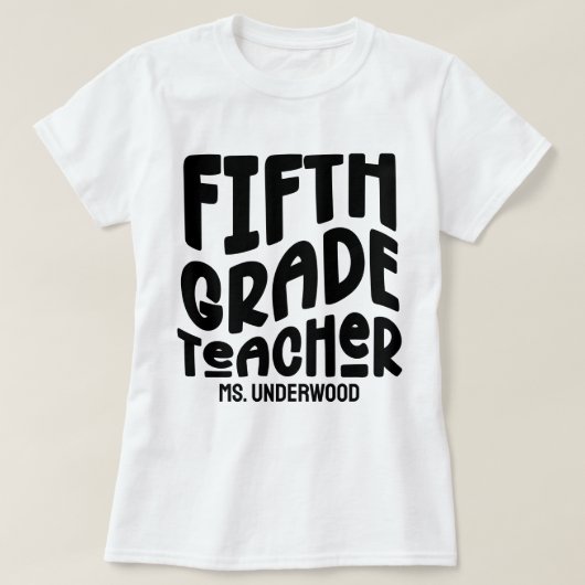 Lehrer der 5. Klasse, einfach weiß T-Shirt (Design vorne)