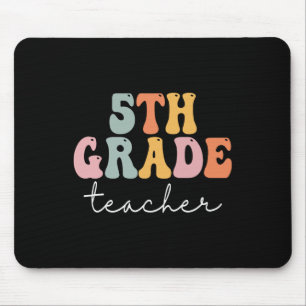 Lehrer der 5. Klasse Retro Groovy Vintage Erster T Mousepad