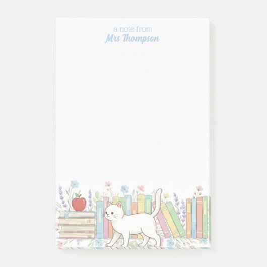 Lehrer, der Bücher & Katzen liebt Personalisiert Post-it Klebezettel (Vorderseite)