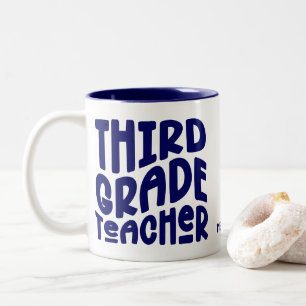 Lehrer der dritten Klasse Dark Blue Schriftzug Des Zweifarbige Tasse
