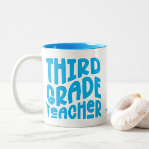 Lehrer der dritten Klasse Hellblaue Typografie-Des Zweifarbige Tasse