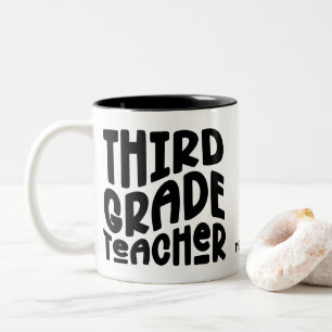Lehrer der dritten Klasse Minimalistische Typogr Zweifarbige Tasse