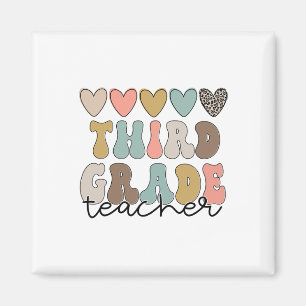 Lehrer der dritten Klasse Retro Erster Schultag 3. Magnet
