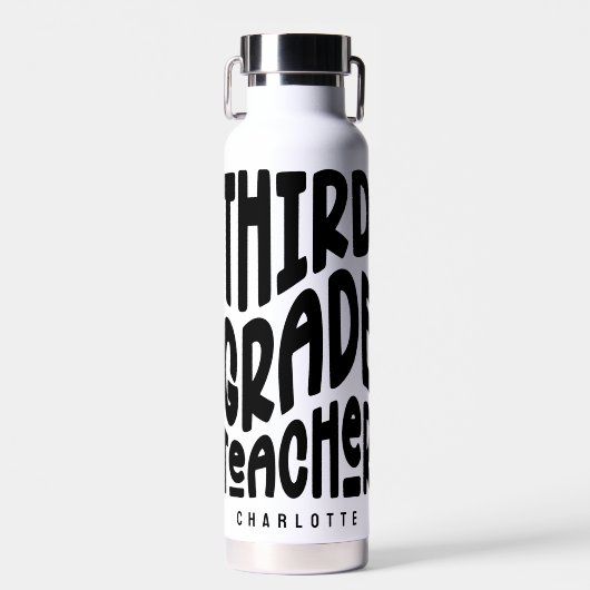 Lehrer der dritten Klasse Schwarzer Text Trinkflasche (Vorne)