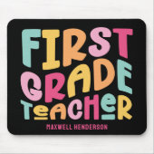 Lehrer der ersten Klasse Farbige Typografie-Design Mousepad (Vorne)