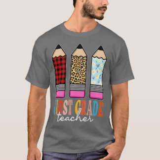 Lehrer der ersten Klasse Funny Leopard Stift zurüc T-Shirt
