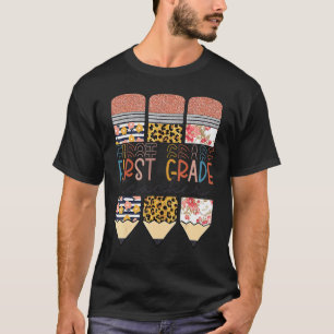 Lehrer der ersten Klasse Leopard Bleistift Zurück T-Shirt