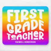 Lehrer der ersten Klasse Typografie Regenbogen Omb Mousepad (Vorne)