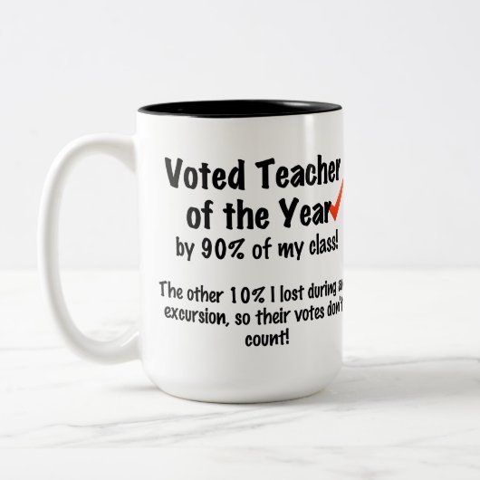 Lehrer der Jahr-Tasse Zweifarbige Tasse (Links)
