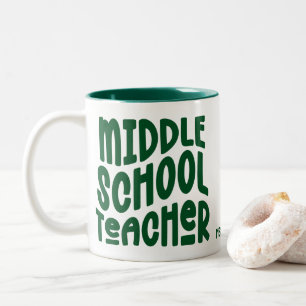 Lehrer der Mittelstufe Green Typography Design  Zweifarbige Tasse