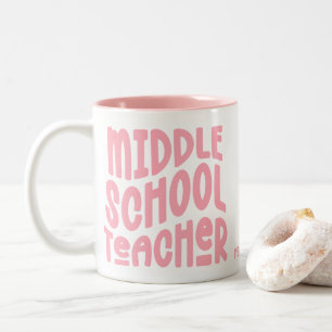 Lehrer der Mittelstufe Pinke Typografie Zweifarbige Tasse
