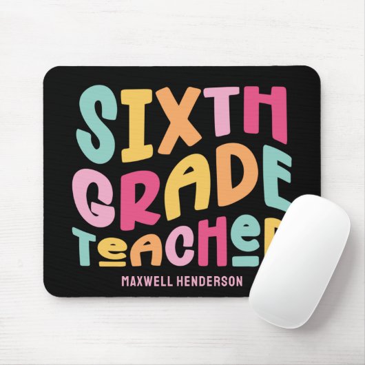 Lehrer der sechsten Klasse Farbiger Text Mousepad (Mit Mouse)