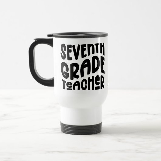 Lehrer der siebten Klasse Typografie-Design Reisebecher (Links)