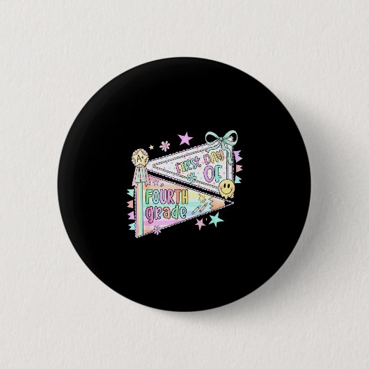 Lehrer der vierten Klasse 4. Klasse Wimpel Flagge Button (Vorderseite)