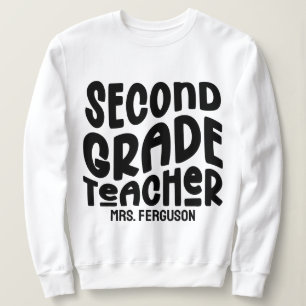 Lehrer der zweiten Klasse Black Typography Sweatshirt