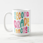Lehrer der zweiten Klasse Farbige Typografie-Desig Kaffeetasse (Links)