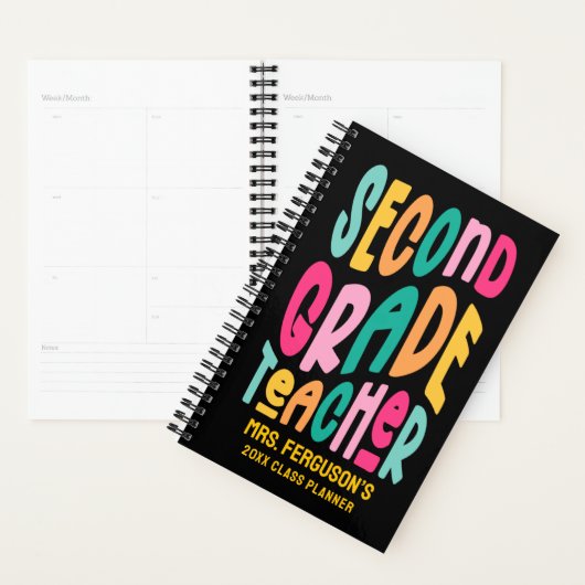 Lehrer der zweiten Klasse Farbiger Text Planer (Anzeige)